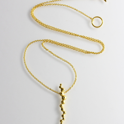 Morphology Pendant VII. Sterling silver with 22ct gold plate, £145. Optional extra-long chain, £160. (Also available in 18ct gold: made on commission.)