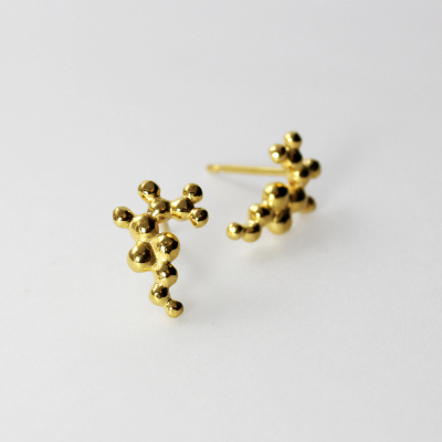Morphology Studs V. Small stud earrings. Sterling silver with 22ct gold plate, £100. (Also available in 18ct gold: made on commission)